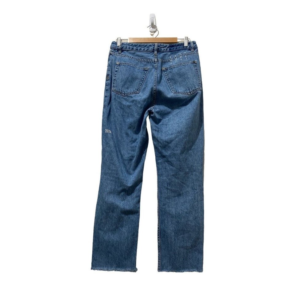 KSubi Blue Women’s Jeans Size 30” X 27 Raw Hem Chlo wasted Bae Blue high Waist - Picture 1 of 16
